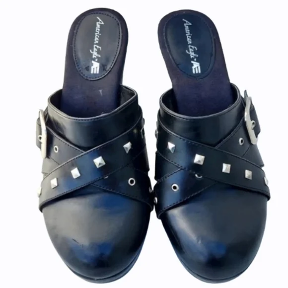 Studded Chunky Heeled Slip-on Moto Platform Mules Clogs Y2K (7.5) - Picture 2 of 12